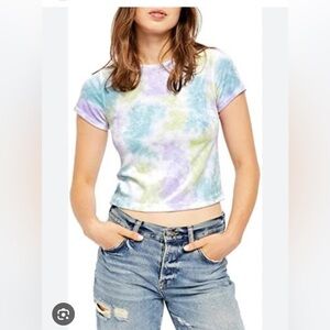 Free People cloud Combo Velveteen tie-dye shirt sleeve shirt size large